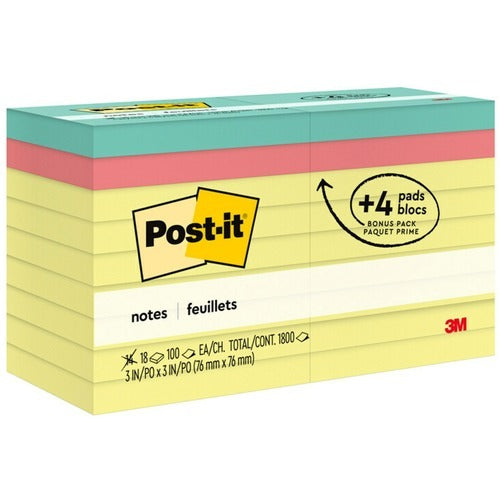3M 3M MMM654144B Post-it Notes 3x3 in 18-pad Value Pack
