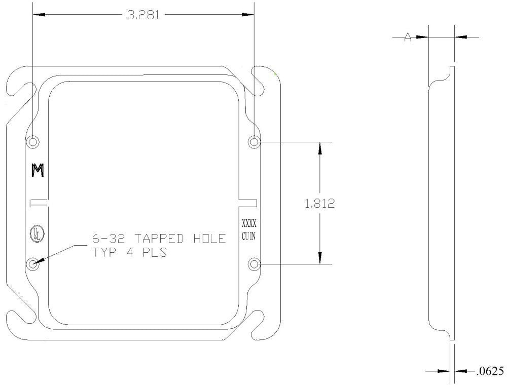 MULBERRY METAL PRODUCTS Mulberry Metal Products 11236 4-in 2G switch cover 1/8in raised 4-inch square