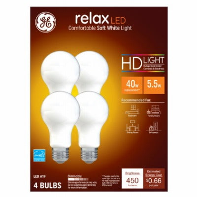 GE G E Lighting 98261 A19 Led Bulb 6W Soft White 4 Pack