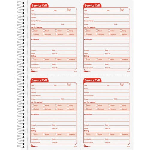 TOPS Tops TOP4100 Carbonless Service Call Book 2-part