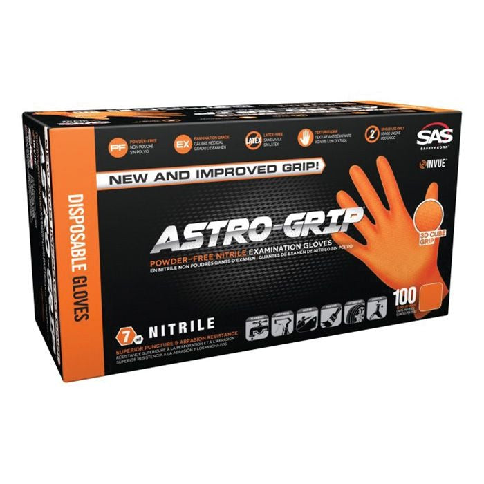 ASTRO-GRIP Astro-grip 66472 Nitrile Gloves Medium Orange 7 Mil