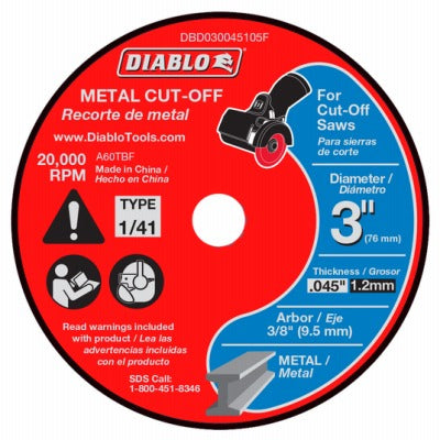 DIABLO Freud DBD030045105F 3 in Metal Cut Off Disc 5 Pack