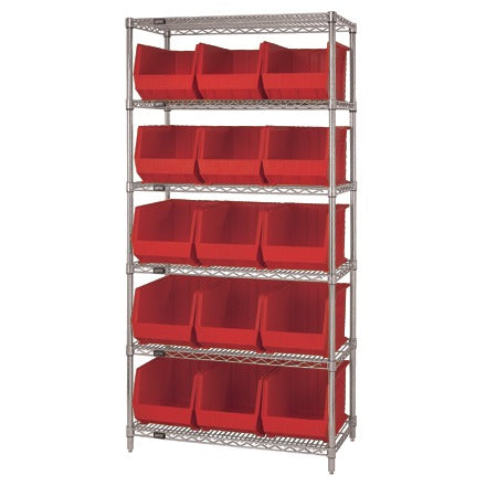 BSC PREFERRED Bsc Preferred WSBQ260R Wire Shelving Kit with Bins