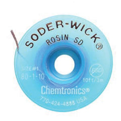 Chemtronics 80-1-10 Soder-Wick Rosin Activated Desoldering Braid, 0.030 x 10', 25 Bobbins/Performance Pak