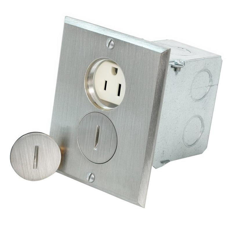 LEVITON Leviton 25249-SBA Nickel Duplex Floor Box