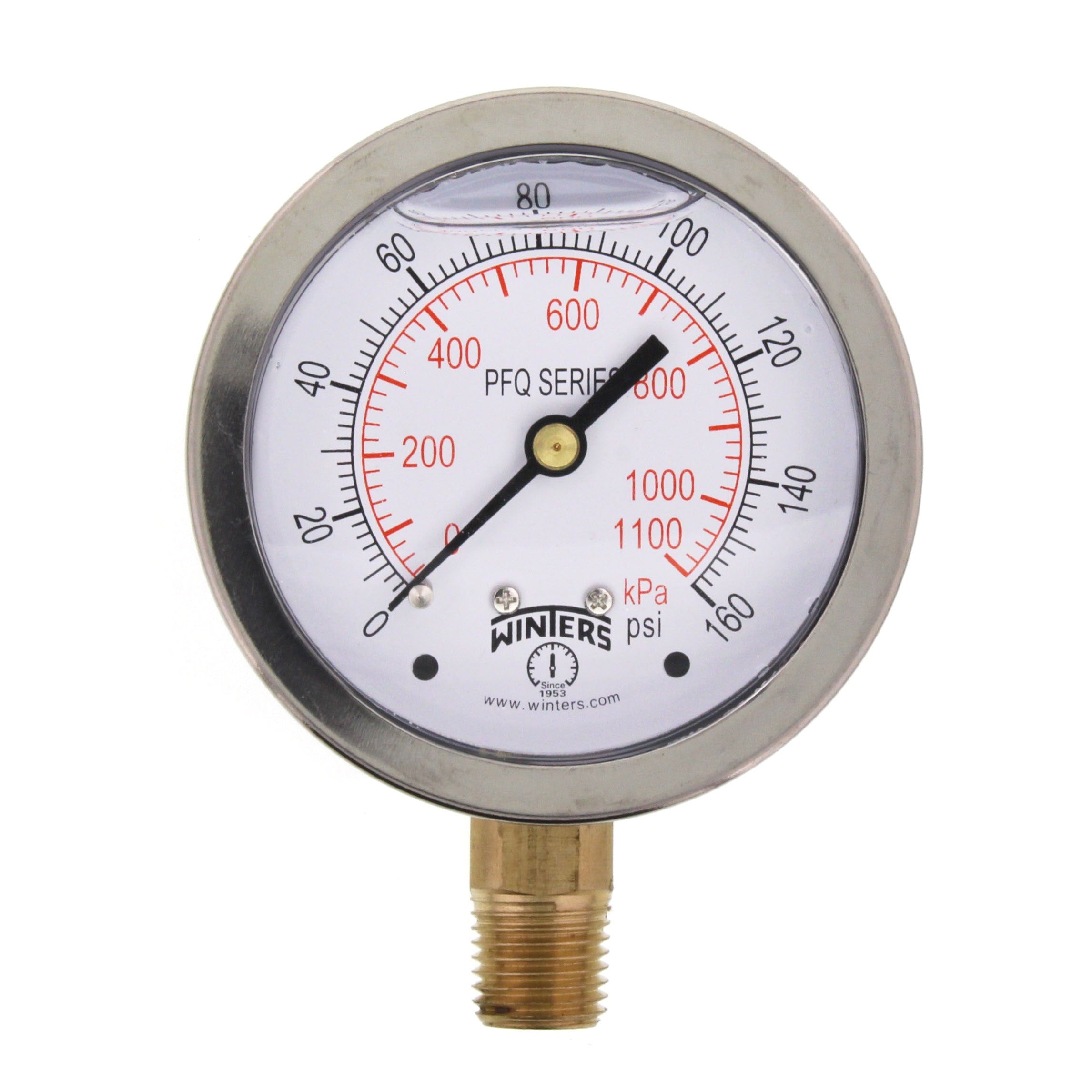 WINTERS INSTRUMENTS Winters Instruments PFQ805 Stainless steel liquid-filled gauge (2-1/2 inches dial)