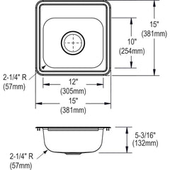 Elkay LRAD2522651 Lustertone 25 x 22 in. 1 Hole Stainless Steel Single Bowl Drop-in Kitchen Sink