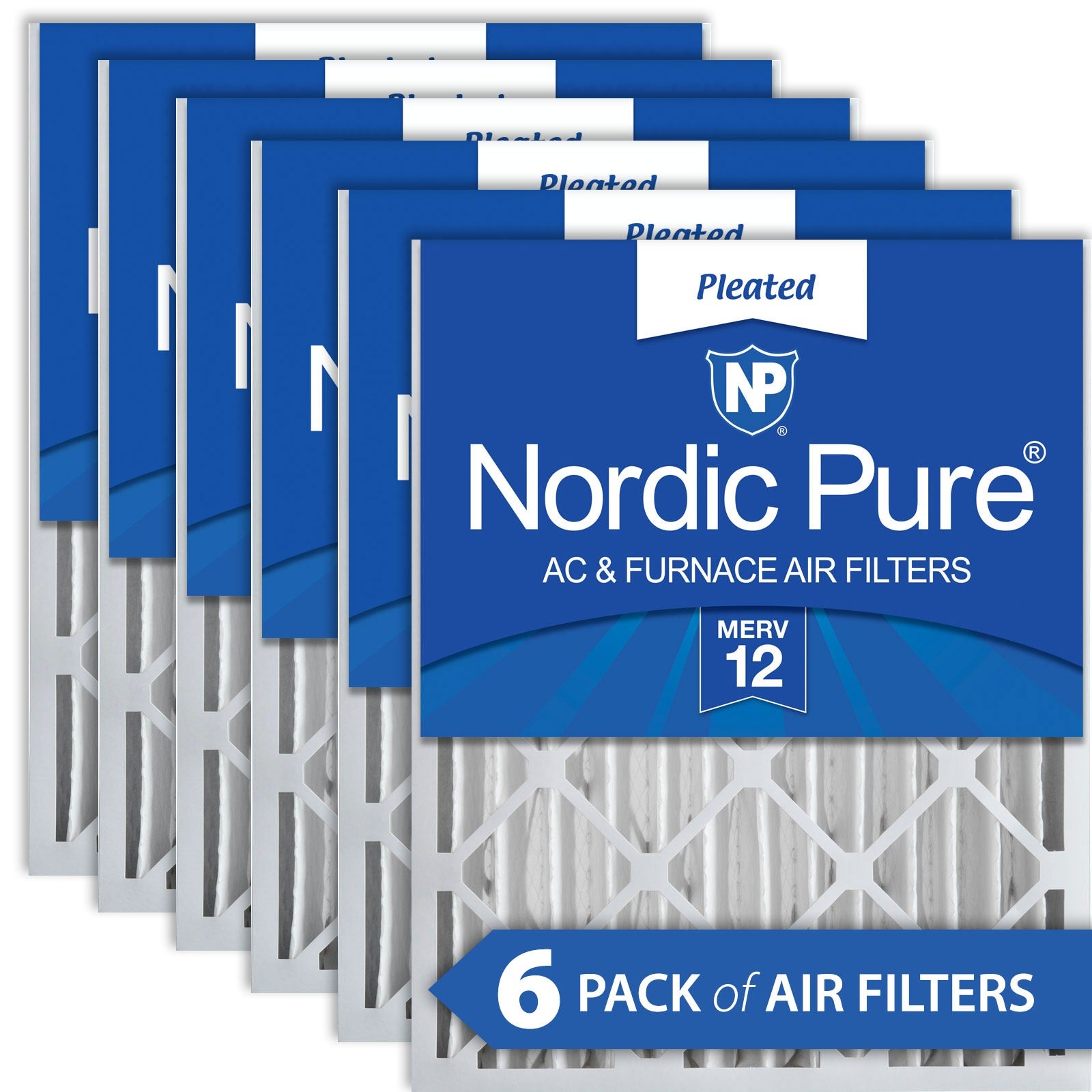NORDIC PURE Nordic Pure 16x25x4M12-6 Pleated Merv 12 Air Filter 6 Pack