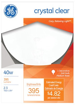 GE G E Lighting 36191 40W White Globe Light Bulb Medium Base