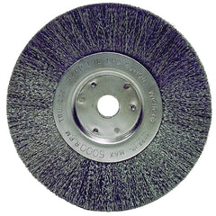 Weiler 1675 Narrow Face Crimped Wire Wheel 6 Inch 3/4 Inch Width 0.006 Inch Stainless Steel Wire 6000 RPM