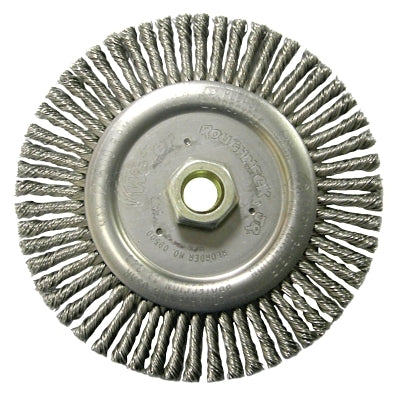 Weiler 9400 Roughneck Stringer Bead Wheel 6 inch Diameter 3/16 inch Face Width 5/8-11 UNC 0.020 inch Steel Wire