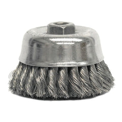 Weiler 12766 4 Inch Double Row Knot Wire Cup Brush with Steel Fill 5/8-11 UNC Nut