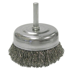 Weiler 14317 Stem-Mounted Crimped Wire Cup Brush 2 1/2 in Dia .014 in Steel