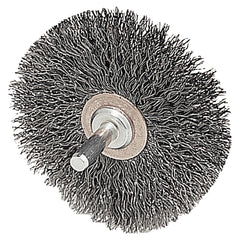 Weiler 17618 3 Narrow Face Stem-Mounted Crimped Wire Wheel .014 Stainless Steel Fill 1/4 Stem