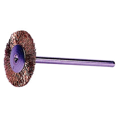 Weiler 26144 Miniature Stem-Mounted Wheel Brush 3/4 in Diameter 0.005 in Brass Wire 37,000 RPM