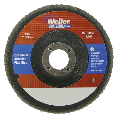 Weiler 31356 5 Inch Vortec Pro Abrasive Flap Disc Angled Phenolic Back