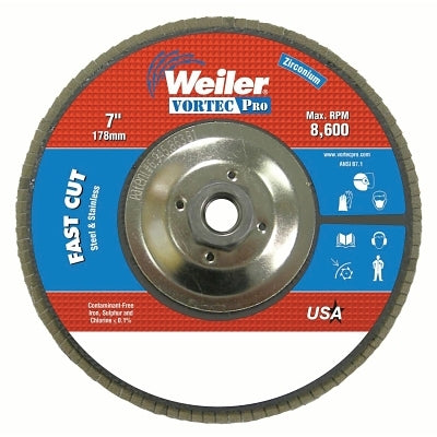 Weiler 31368 Vortec Pro Abrasive Flap Disc 40 Grit 7 Inch Dia 5/8-11 Thread