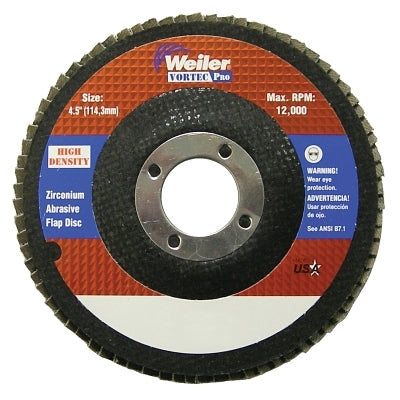 Weiler 31387 4-1/2 Vortec Pro High Density Abrasive Flap Disc Flat