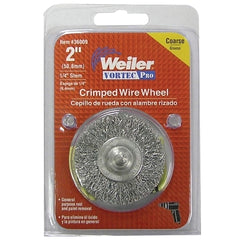 Weiler 36009 Vortec Pro Stem Mounted Crimped Wire Wheel, 2 in D, .014 Steel, Retail Pack