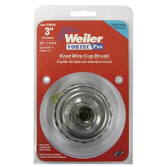 Weiler 36038 Vortec Pro 3 Knot Wire Cup Brush .020 Steel Fill 5/8-11 UNC Nut Made in the USA