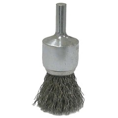 Weiler 36047 Carbon Steel Cup Brush - Shank Attachment - 3/4 in Dia - 0.0104 in Bristle Dia & 22000 Max RPM