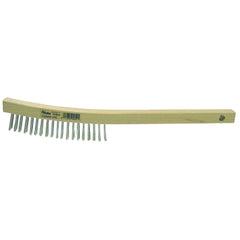 Weiler 44054 Hand Wire Scratch Brush .012 Stainless Steel Fill Curved Handle 3 x 19 Rows