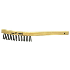 Weiler 44057 Curved Handle Scratch Brush 14 L 4X18 Rows Stainless Steel Wire Wood Handle