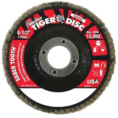 Weiler 50101 Saber Tooth Ceramic Abrasive Flap Disc 40C 4 1/2 in 7/8 in Arbor 13000 rpm