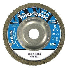 Weiler 50504 Tiger Disc Angled Style Flap Discs 4 Inches 60 Grit 5/8 Inch Arbor Aluminum Back