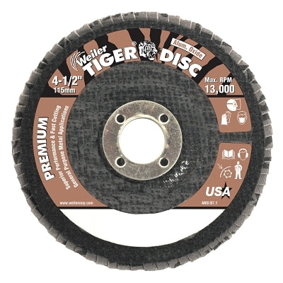 Weiler 50552 Tiger Disc Angled Style Flap Discs 4 Inch 36 Grit 5/8 Arbor Phenolic Back Alum Oxid