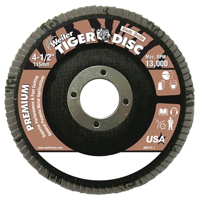 Weiler 50562 Tiger Disc Angled Flap Disc 36 Grit 4.5 inch Phenolic Backing