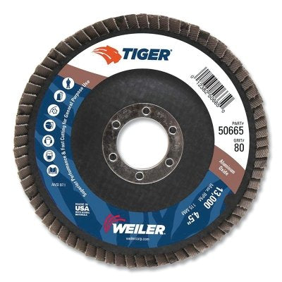 Tiger 50665 Coated Abrasive Flap Disc 4-1/2 in Dia 80 Grit