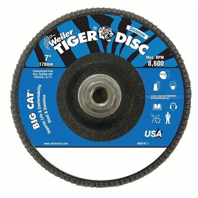 Weiler 50844 Tiger Big Cat High Density Flap Disc 7 inch 60 Grit 8600 RPM