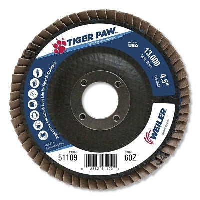 Weiler 51109 Tiger Paw Abrasive Flap Disc 60Z 7/8 Arbor Hole