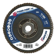 Weiler 51165 Tiger Paw Super High Density Flap Disc 40 Grit 4-1/2 Inch Type 27 Flat