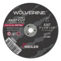 Weiler 56065 Wolverine Type 1 Cutting Wheel 3 x 1/16 x 1/4 A36TWB