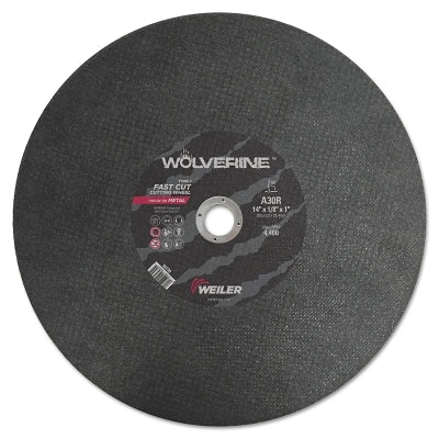 Weiler 56230 Wolverine AO Type 1 Stationary Saw Large Cutting Wheel 14 in dia x 1/8 in 1 in Arbor Hole A30R