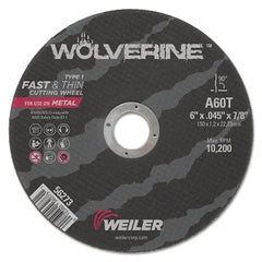 Weiler 56273 Aluminum Oxide Cutoff Wheel 60 Grit 6 inch Diameter 7/8 inch Arbor