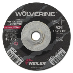 Weiler 56429 Wolverine Combo Wheel 4-1/2 In Dia 24 Grit