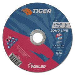 Weiler 57022 Tiger AO Cutting Wheel 6 in dia x 0.045 in Thick 7/8 in Arbor A60T Type 1