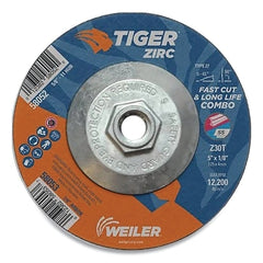 Weiler 58055 Tiger Zirc Type 27 Cut/Grind Combo Wheel 7 in dia x 1/8 in Thick 5/8 in-11 dia Arbor Z30T