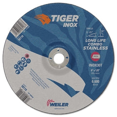 Weiler 58119 Tiger Inox Combo Wheels 9 in Dia 1/8 in Thick 7/8 in Arbor 30 Grit