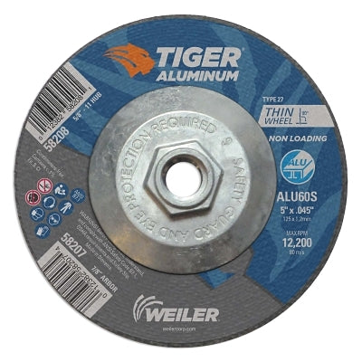 Weiler 58208 Aluminum Cutting Wheels 5 in Diameter 5/8 in Arbor 60 Grit