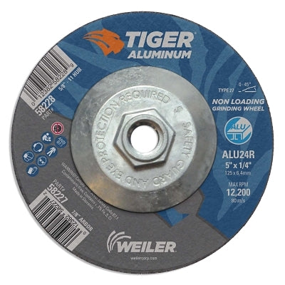 Weiler 58228 Aluminum Combo Wheels 5 in Diameter 5/8 in Arbor Type 27 24 Grit Aluminum Oxide