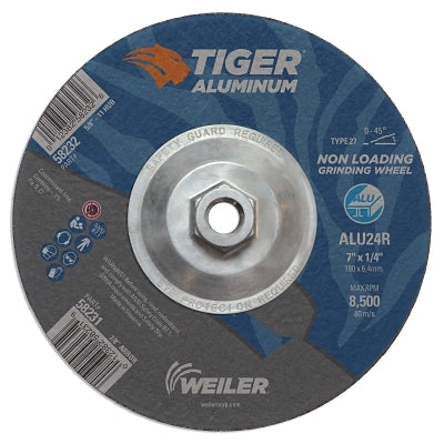 Weiler 58232 Aluminum Combo Wheels 7 in Dia 5/8 in Arbor Type 27 24 Grit