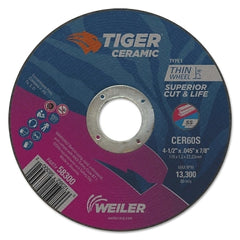 Weiler 58300 Tiger Ceramic Cutting Wheel 4.5 in Diameter 0.045 in Thick 24/bx