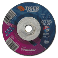 Weiler 58316 Tiger Ceramic Combo Wheels 4.5 in Dia 1/8 in Thick 5/8 in Arbor 10/bx