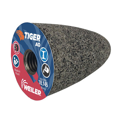 Weiler 68310 Type 16 Round Tip Grinding Cone 2 Inches Diameter 24 Grit 5/8 Inches to 11 Arbor Aluminum Oxide