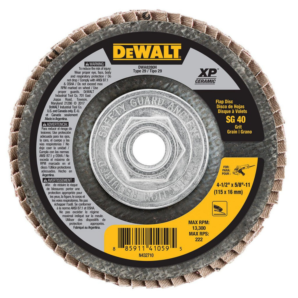 DEWALT Dewalt DWA8280H Flap Disc 40 Grit Type 29 Ceramic 4.5 in