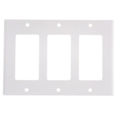 Leviton 80411-W 3-Gang Decora Wallplate, Standard Size, Thermoset, Device Mount, White